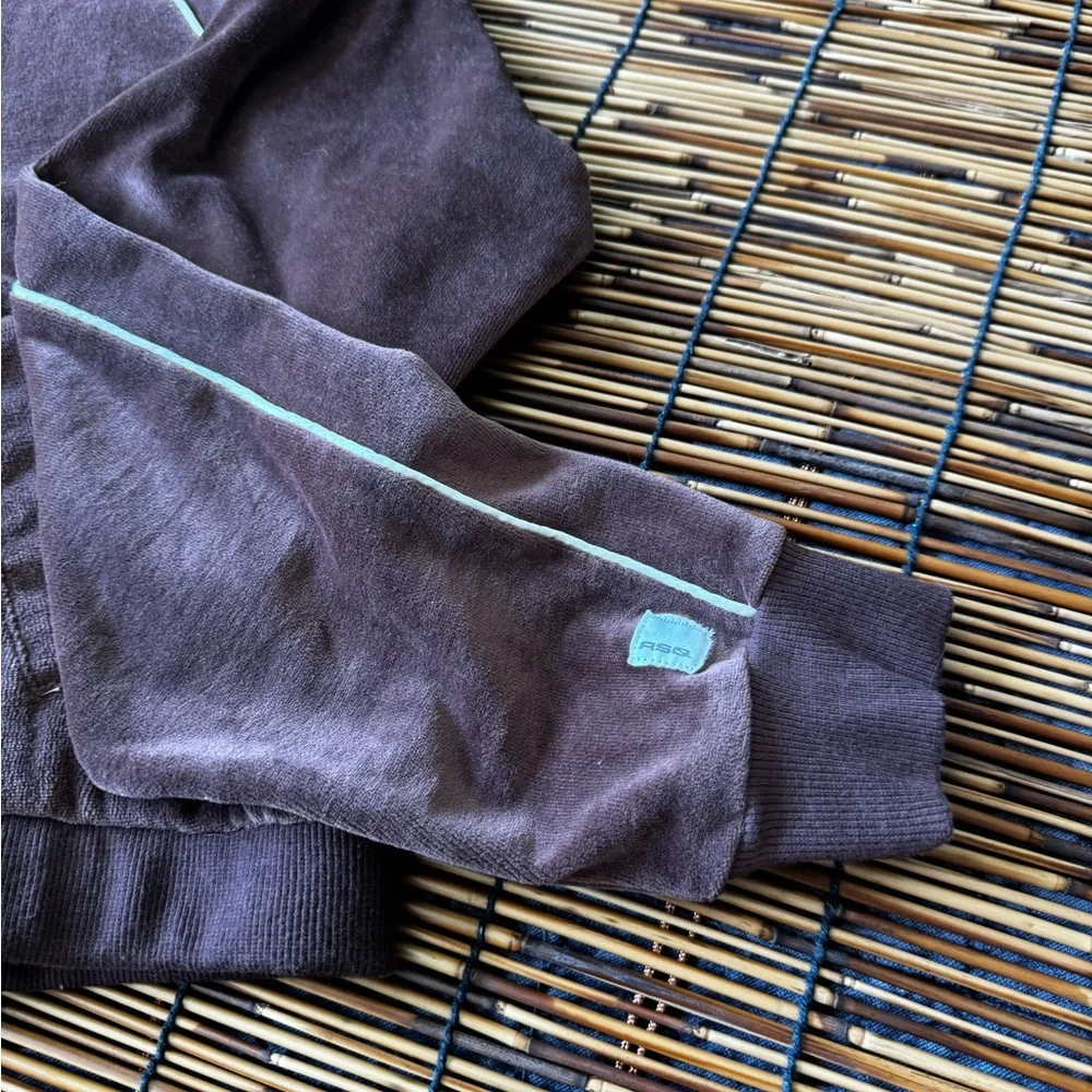 RSQ Milk Chocolate Piped Velour Track Jacket -‎ Size Medium EUC - Picture 5 of 7